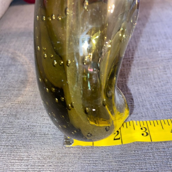 Vintage Hand Blown Bulicante Controlled Bubbles Art Glass Amber Bowl - Picture 6 of 6